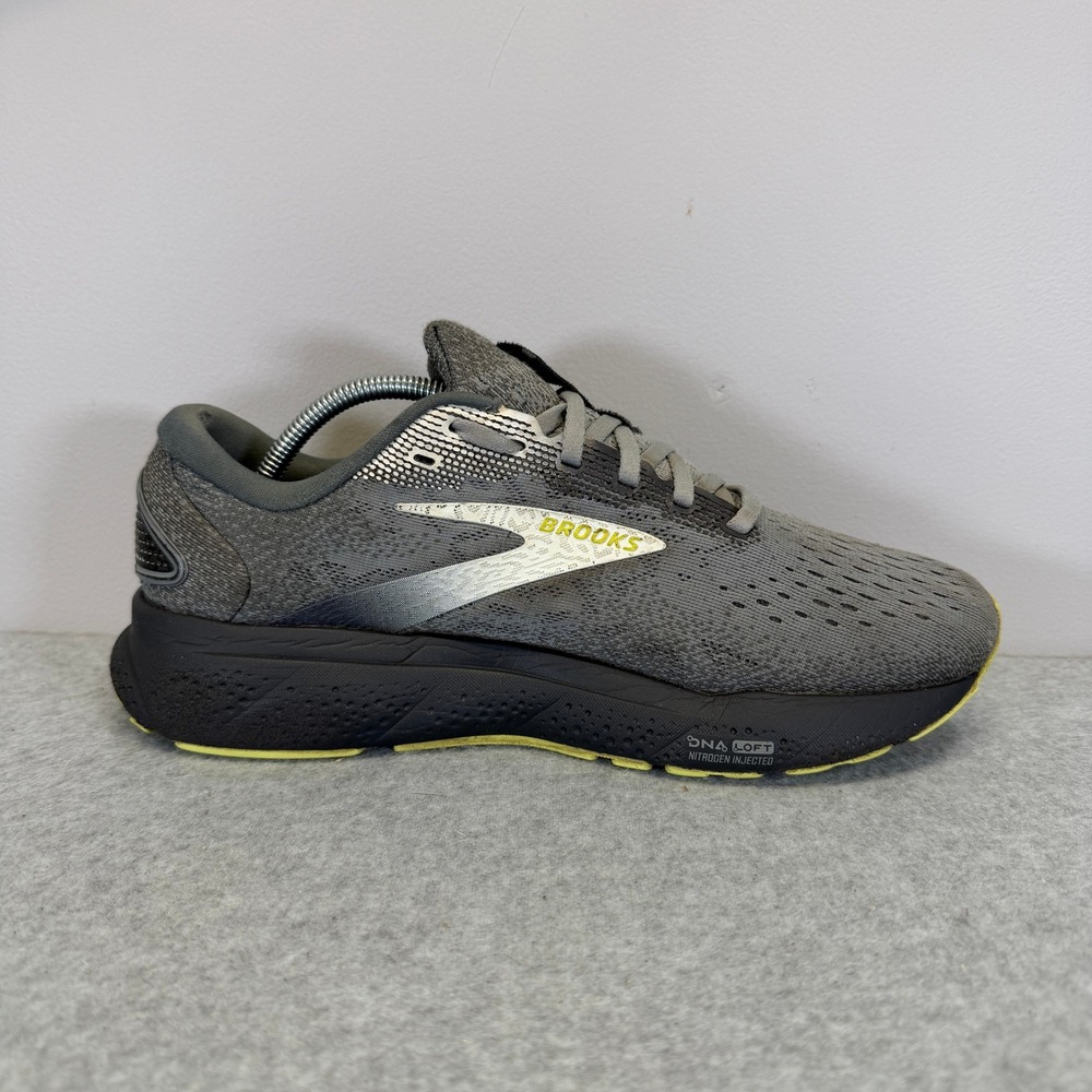 Brooks Ghost Men's Gray and Yellow Running Shoes - Picture 6 of 10